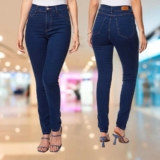 Calça Jeans Fem Hot Pants Cintura Alta Az Azul Sawary Oferta