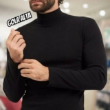 Camisa Manga Longa Cacharrel Masculino Gola Alta Canelado