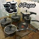 Jogo De Panelas Smart 6 Peças 9295304926 Com Panela De Pressão Rochedo Cor Preto