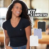 Kit 3 Camisetas Feminina Básicas Polo Wear Sortido