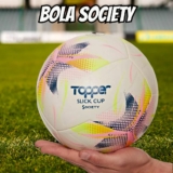 Bola De Futebol Society Slick Cup Topper Cor Amarelo Neon/Rosa/Azul