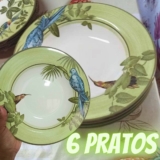 Alleanza Birds 1036 Conjunto de 6 Pratos, Padrão, Branco/Verde/Azul