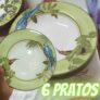 Alleanza Birds 1036 Conjunto de 6 Pratos, Padrão, Branco/Verde/Azul